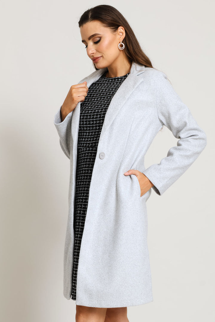 Basic Button Coat - Grey