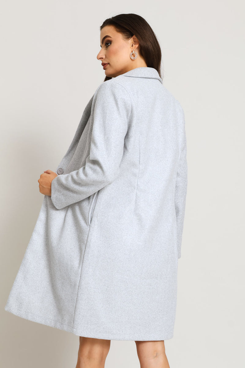 Basic Button Coat - Grey