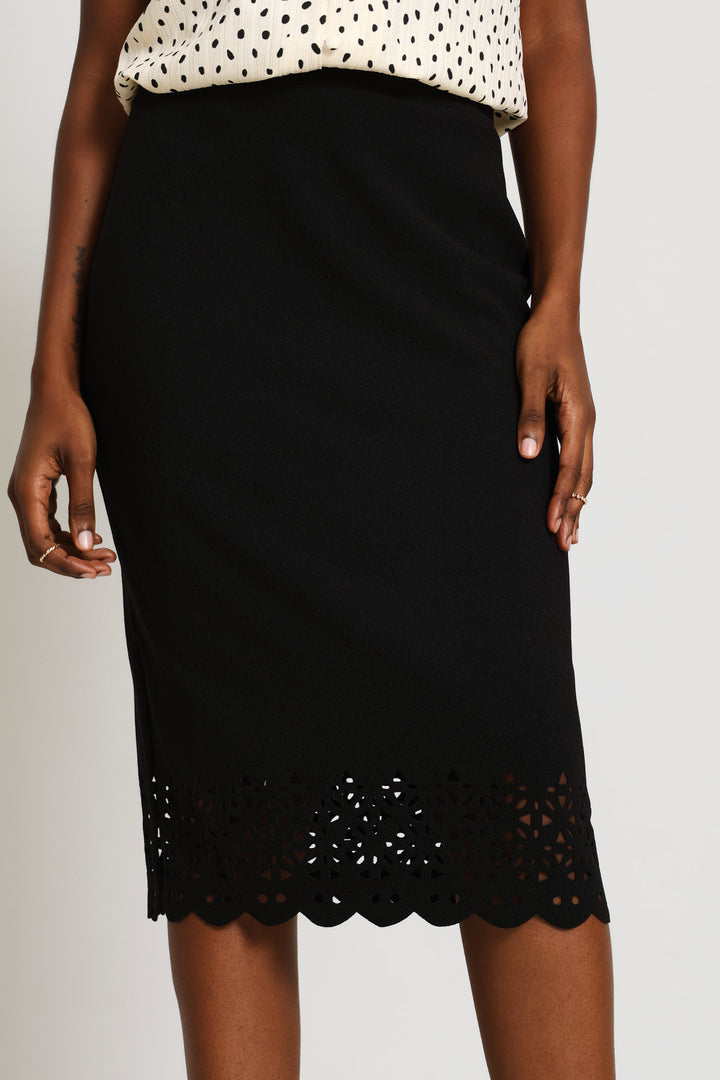 Lasercut Pencil Skirt - Black