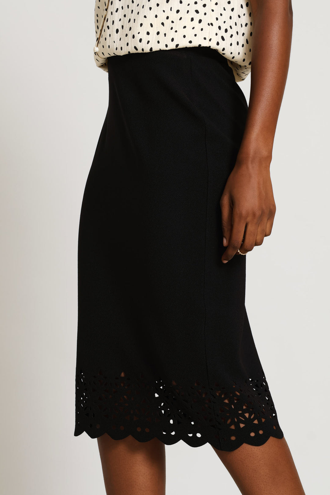 Lasercut Pencil Skirt - Black