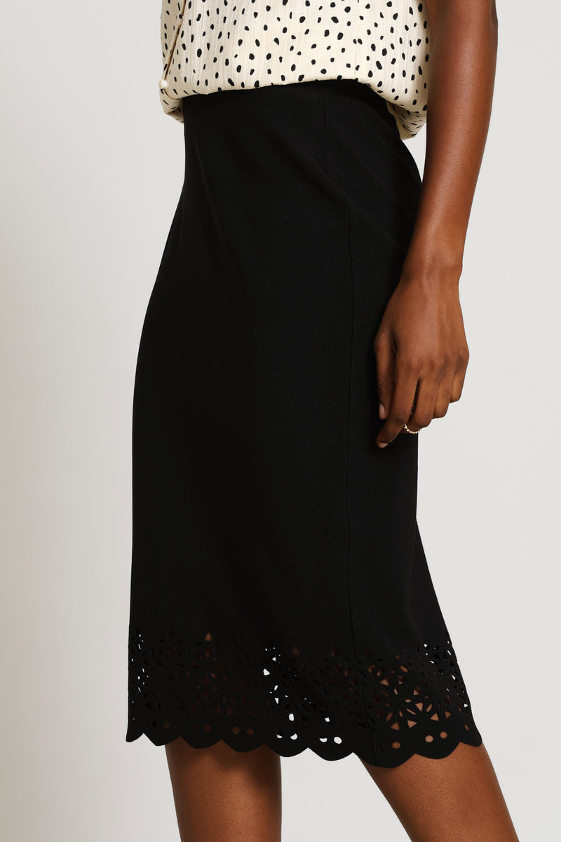 Lasercut Pencil Skirt - Black