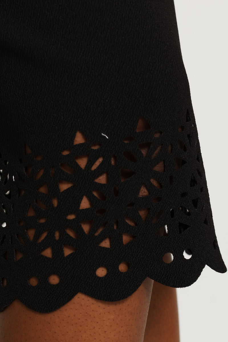 Lasercut Pencil Skirt - Black