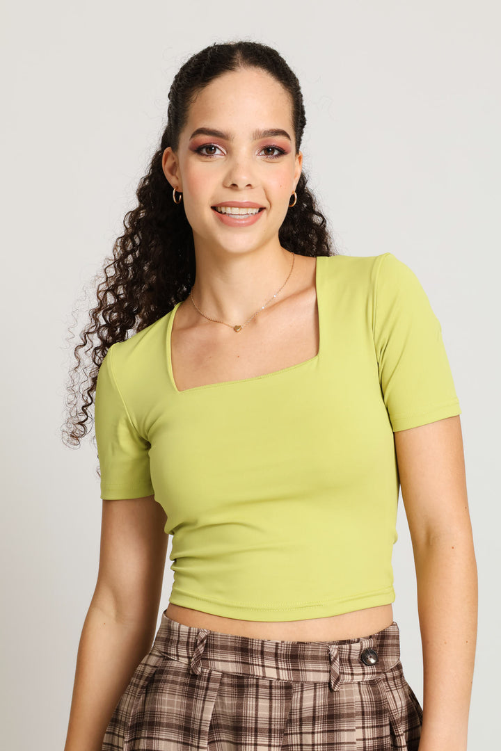 Skin Tight Square Neck Tee - Olive