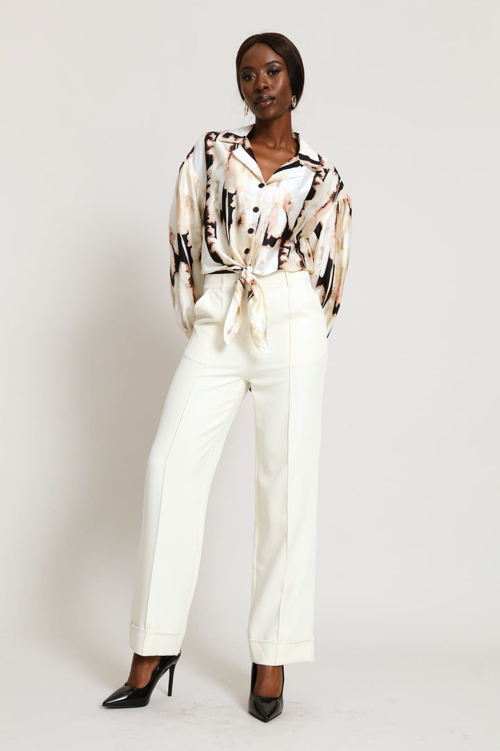 Abstract Satin Knot Shirt