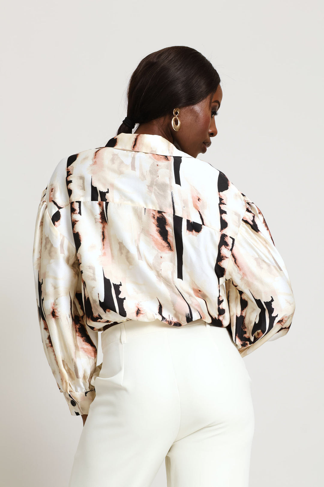 Abstract Satin Knot Shirt