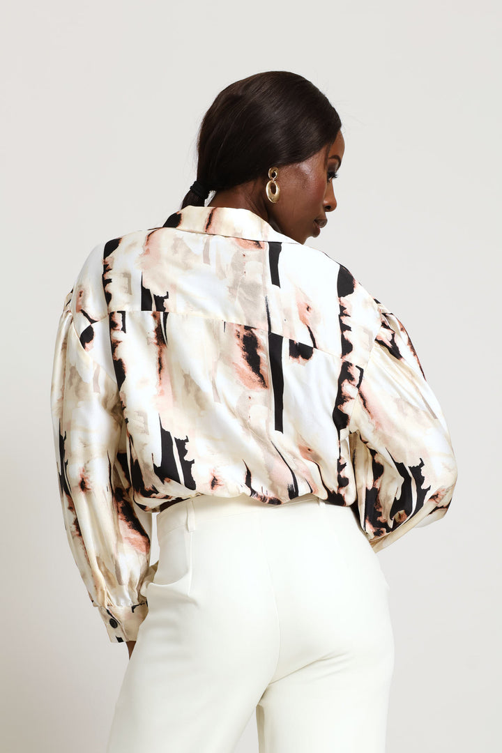 Abstract Satin Knot Shirt