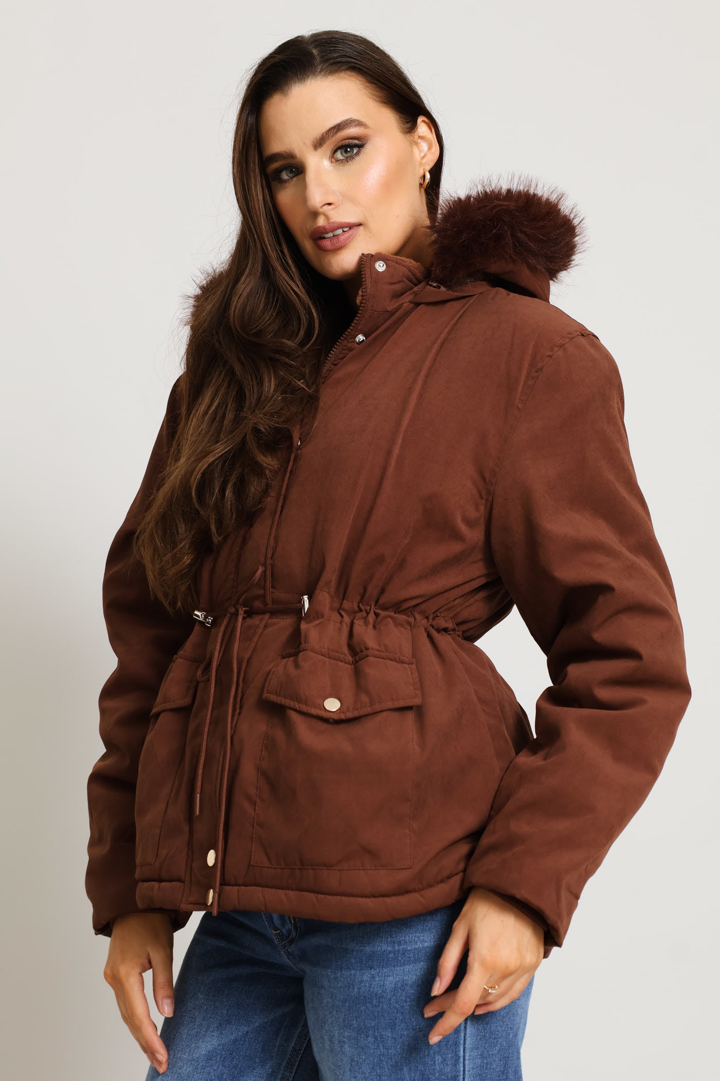 Ladies Sherpa Lined Parka - Chocolate – Edgars