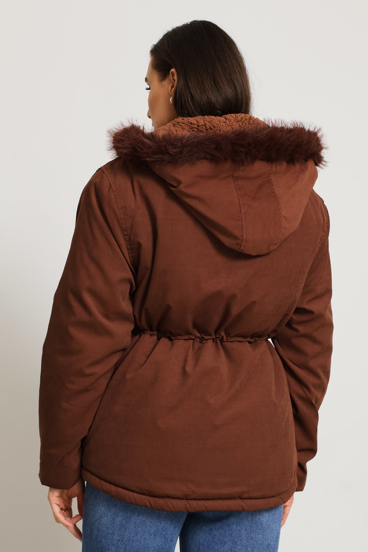 Ladies Sherpa Lined Parka - Chocolate – Edgars