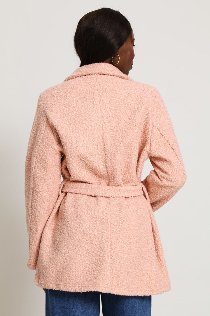 Boucle Belted Utility Shacket - Dusty Rose