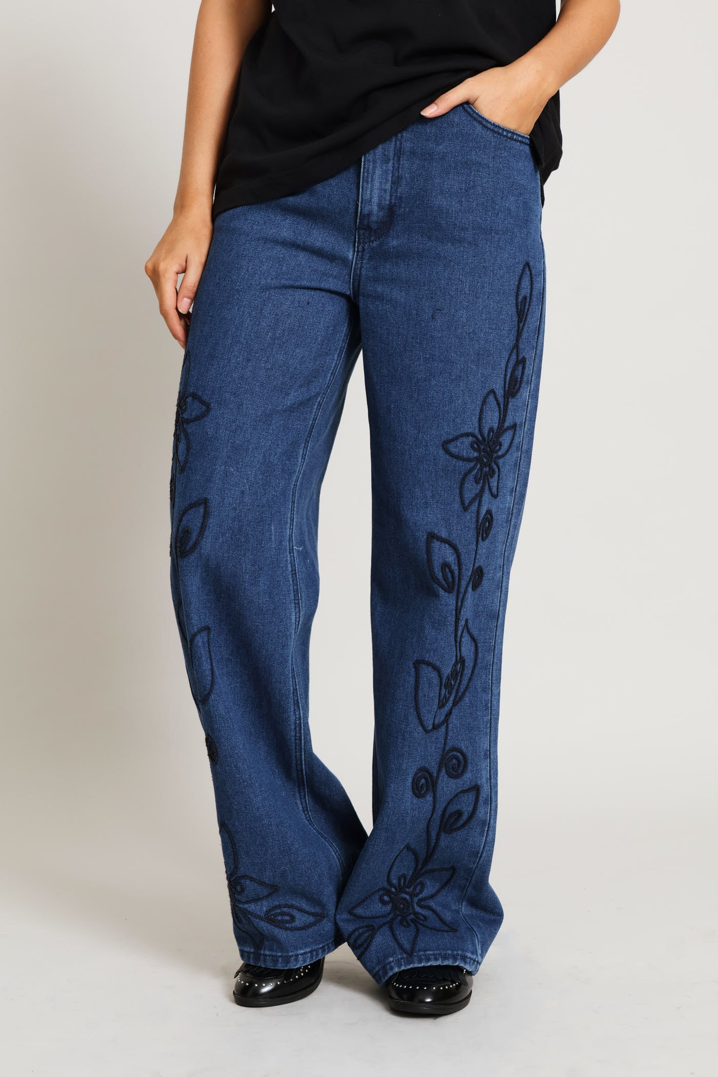 Ladies Hi-Rise Cornelli Wide Leg Jean - Dark Wash – Edgars