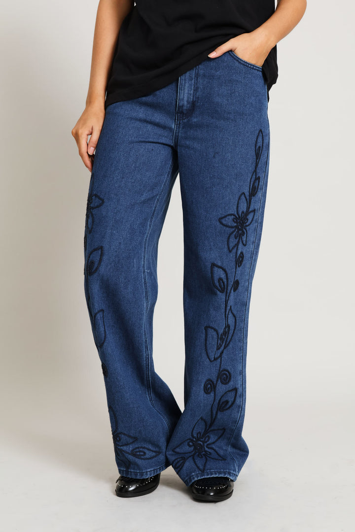Hi-Rise Cornelli Wide Leg Jean - Dark Wash