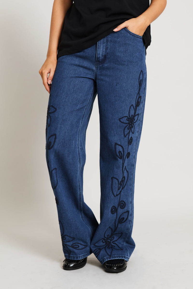 Hi-Rise Cornelli Wide Leg Jean - Dark Wash