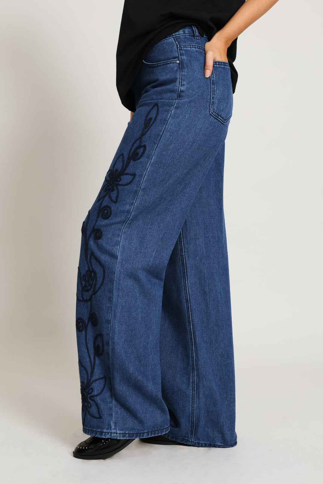 Hi-Rise Cornelli Wide Leg Jean - Dark Wash