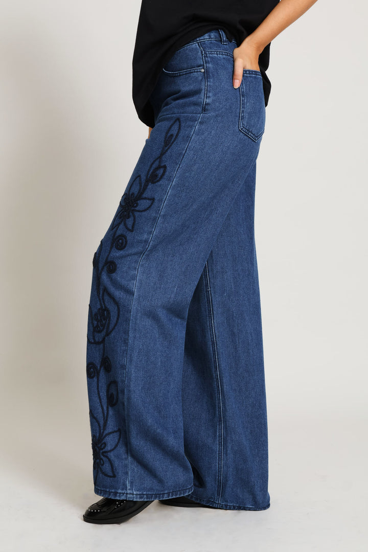 Hi-Rise Cornelli Wide Leg Jean - Dark Wash