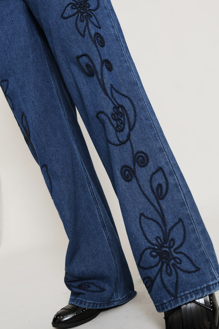 Hi-Rise Cornelli Wide Leg Jean - Dark Wash