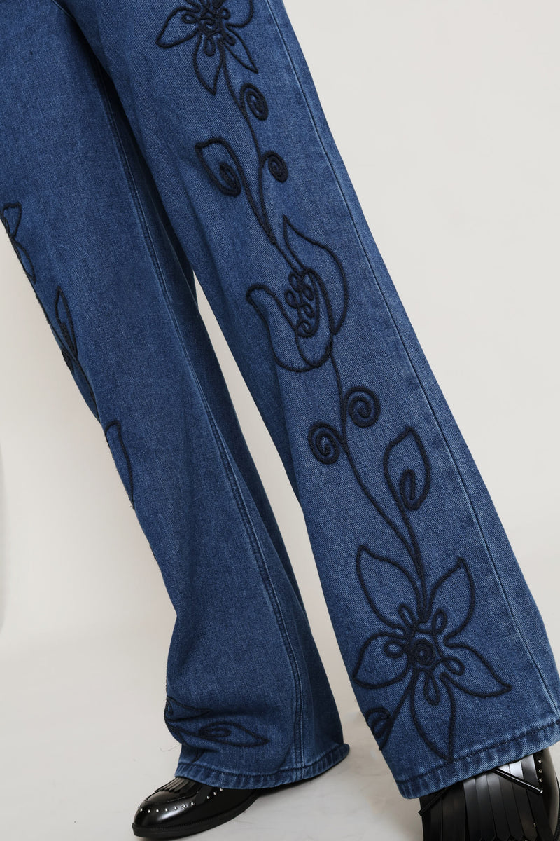 Hi-Rise Cornelli Wide Leg Jean - Dark Wash