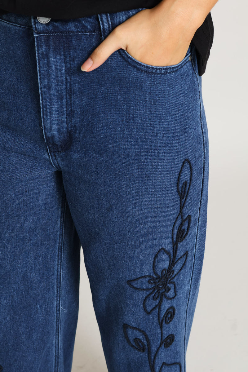 Hi-Rise Cornelli Wide Leg Jean - Dark Wash