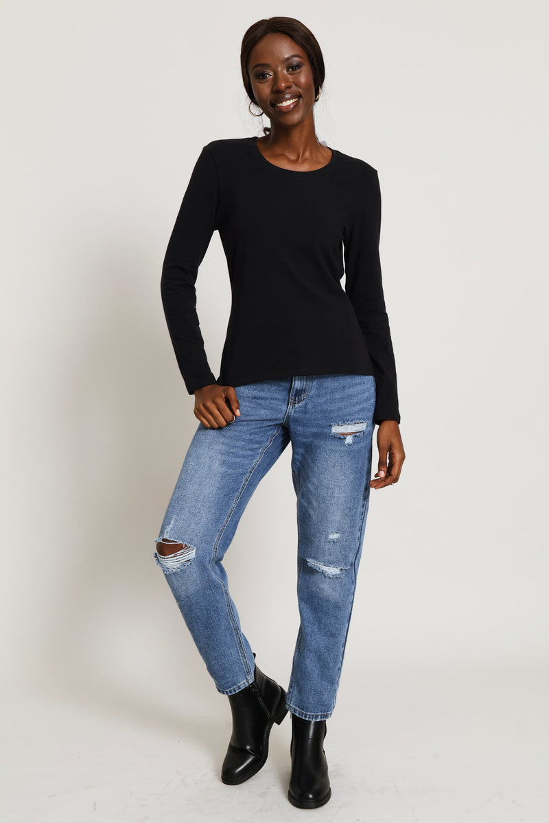 Long Sleeve Crew Tee - Black