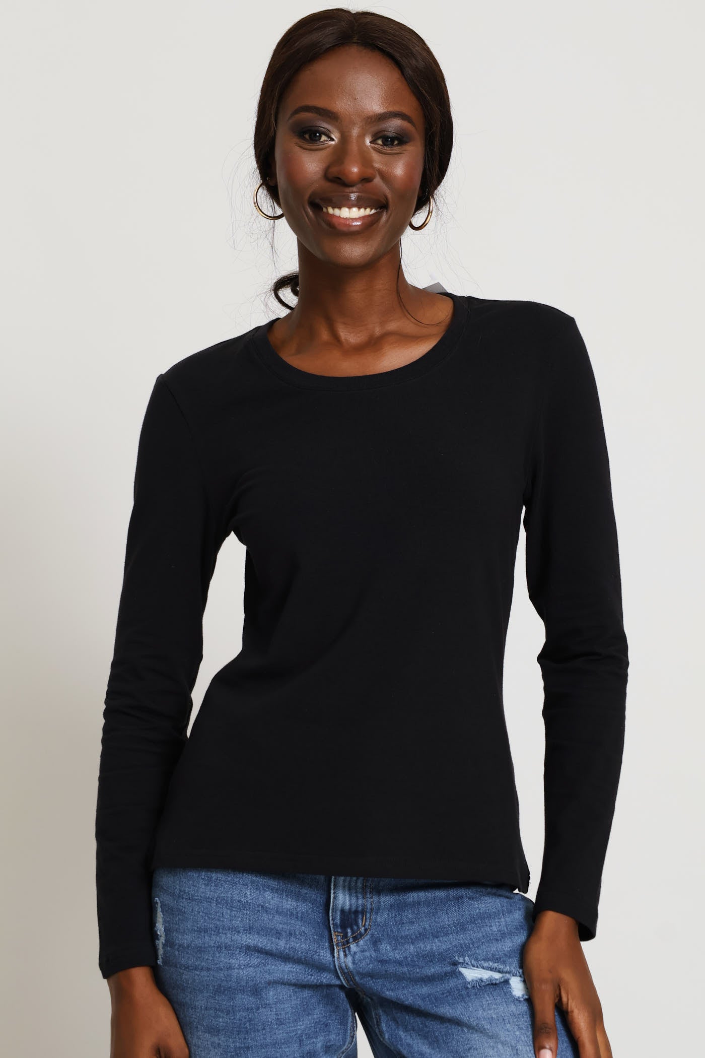 トップス g'morning crew Long Sleeve Tee Ladies Long Sleeve Crew Tee - Black – Edgars