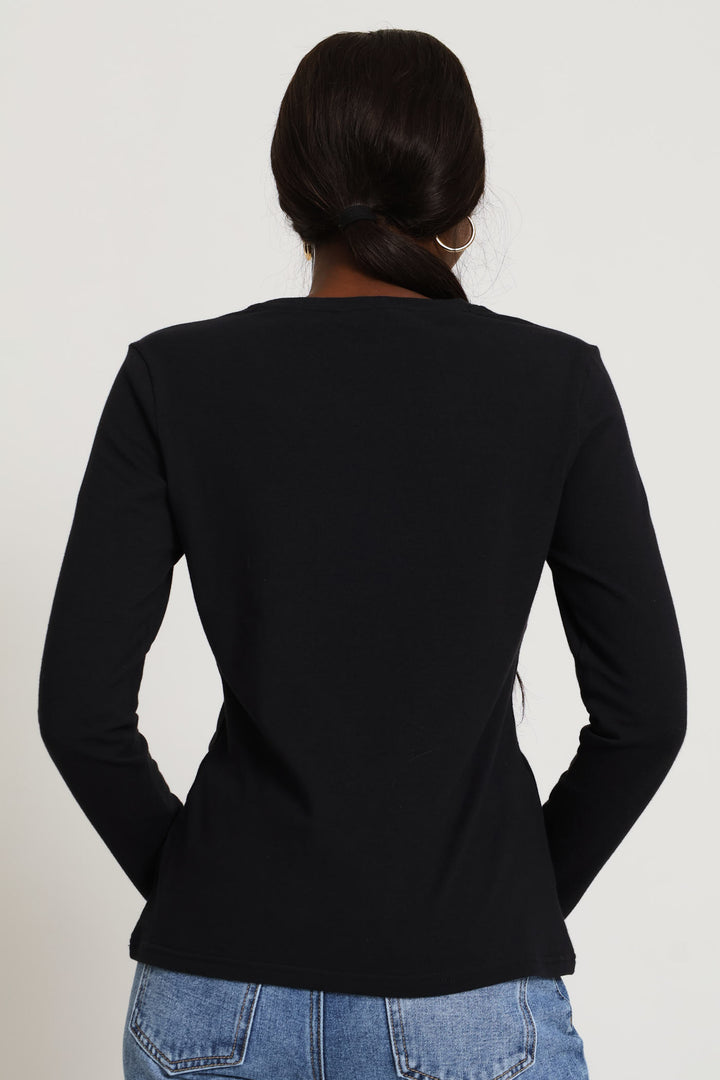 Long Sleeve Crew Tee - Black