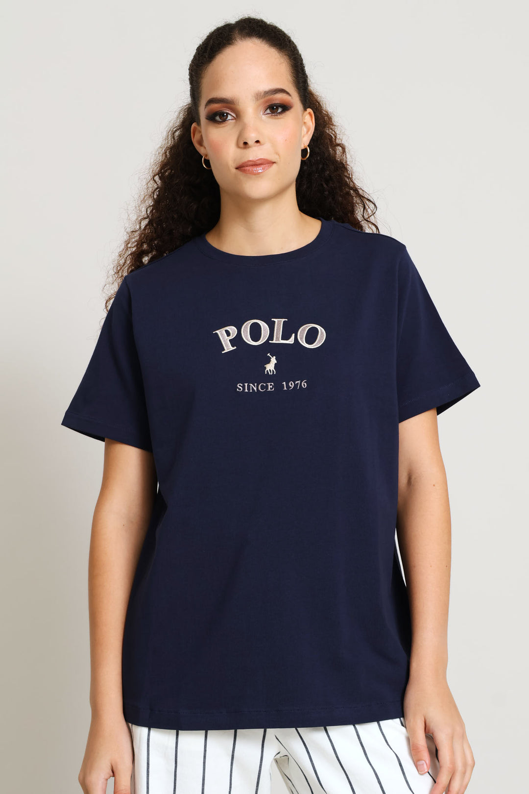 Charlie Embroidered T-Shirt - Navy