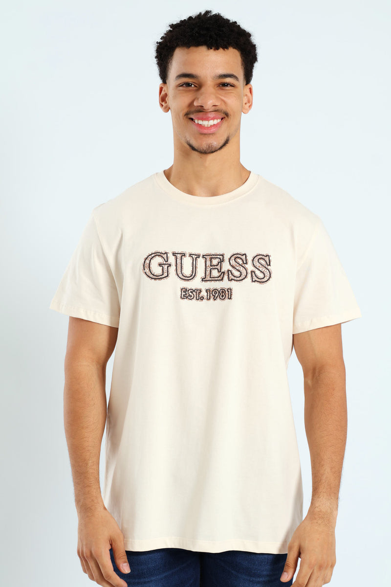 Short Sleeve Embroidered Tee - Vanilla