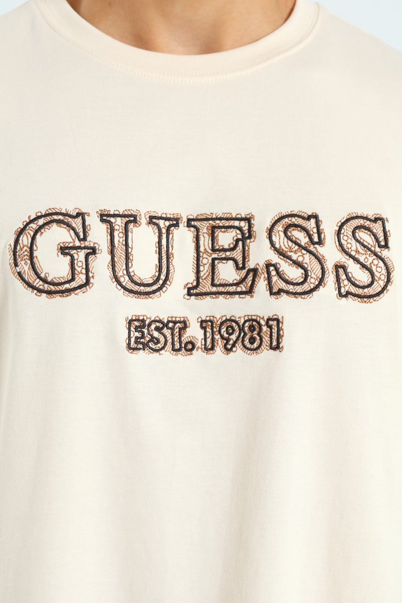 Short Sleeve Embroidered Tee - Vanilla