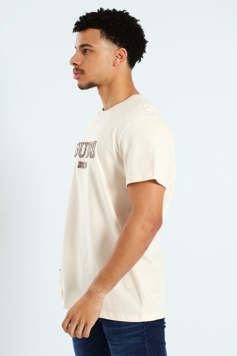 Short Sleeve Embroidered Tee - Vanilla