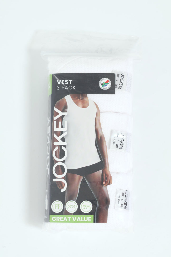 3 Pack Eyelet Vest - White