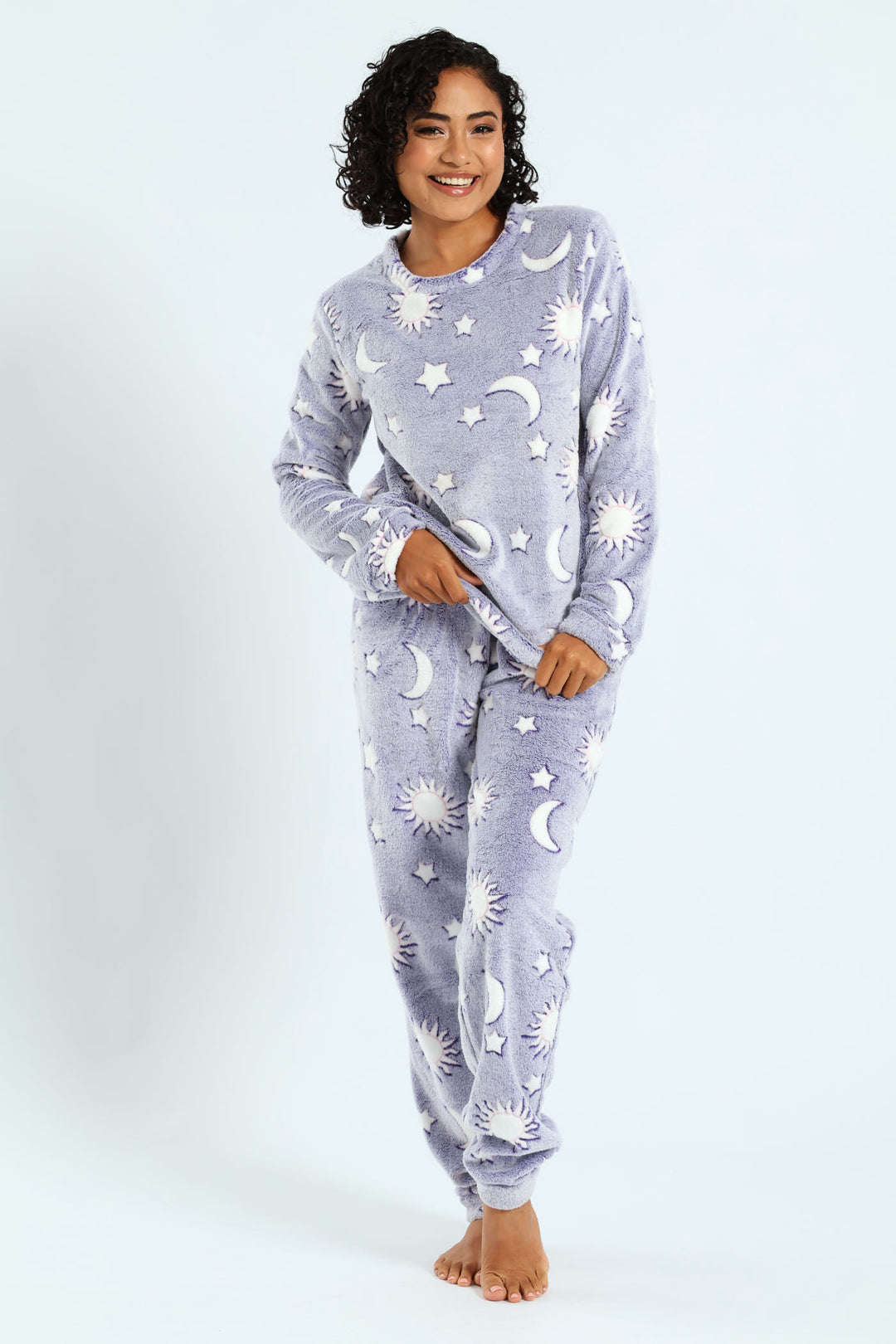 Long Sleeve Stars & Moon Cosy Sleep Set - Navy