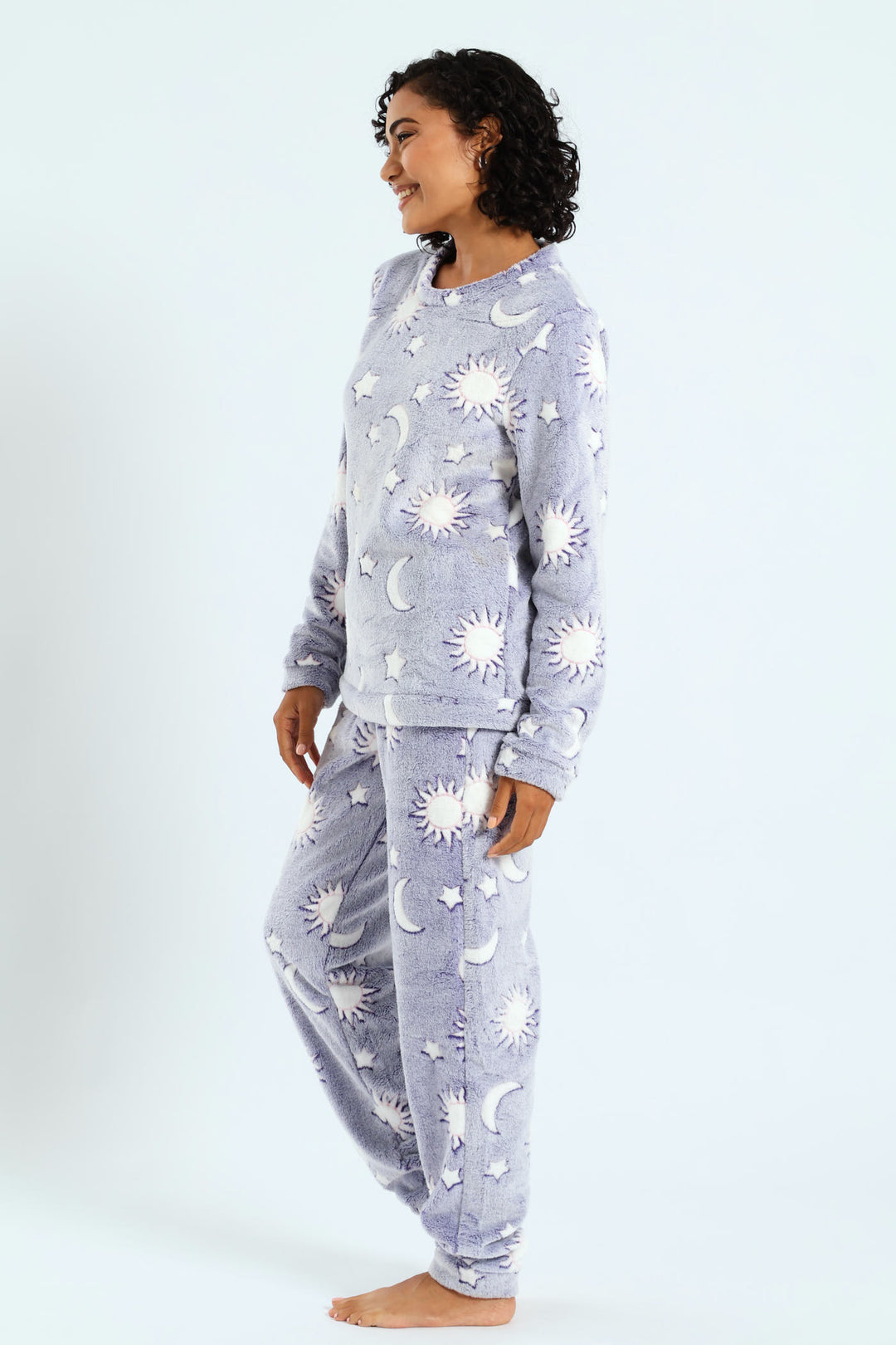 Long Sleeve Stars & Moon Cosy Sleep Set - Navy