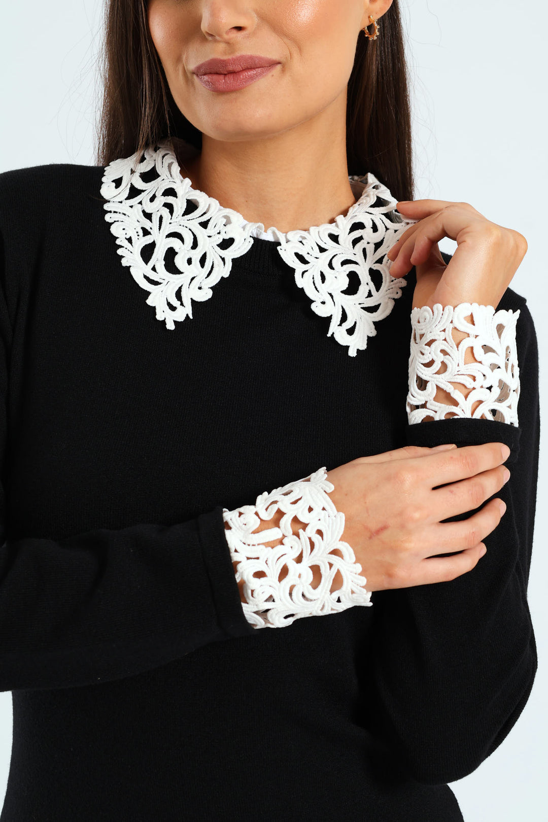 Preppy Knitwear Dress - Black/Cream