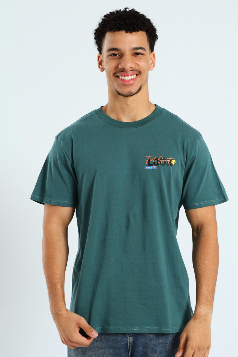 Slogan Front & Back Tee - Forest Green