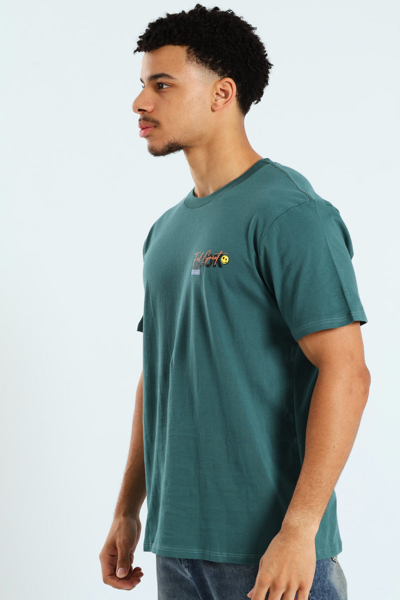 Slogan Front & Back Tee - Forest Green