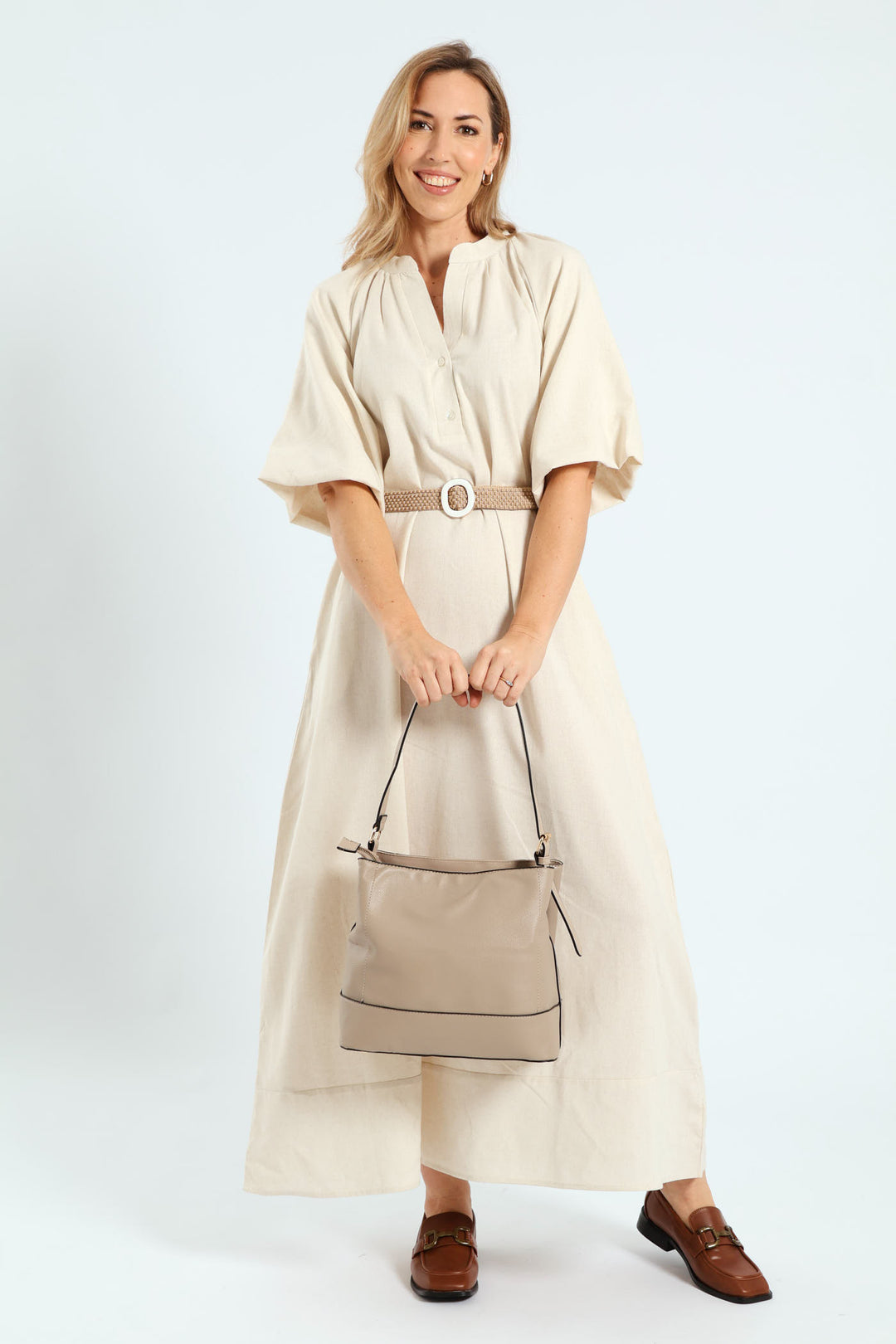 Front Zip Bucket Bag - Grey