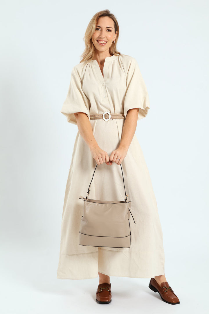 Front Zip Bucket Bag - Grey