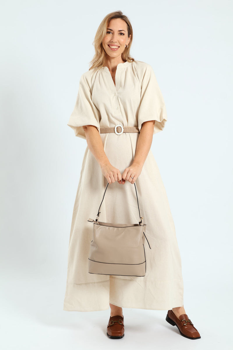 Front Zip Bucket Bag - Grey