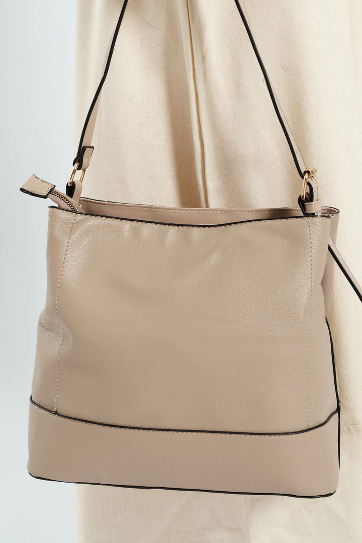 Front Zip Bucket Bag - Grey