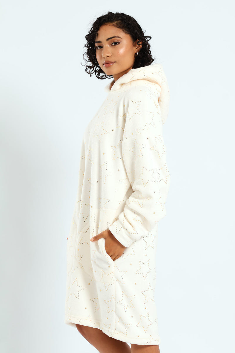 Foil Star Oversize Snuggie - Cream