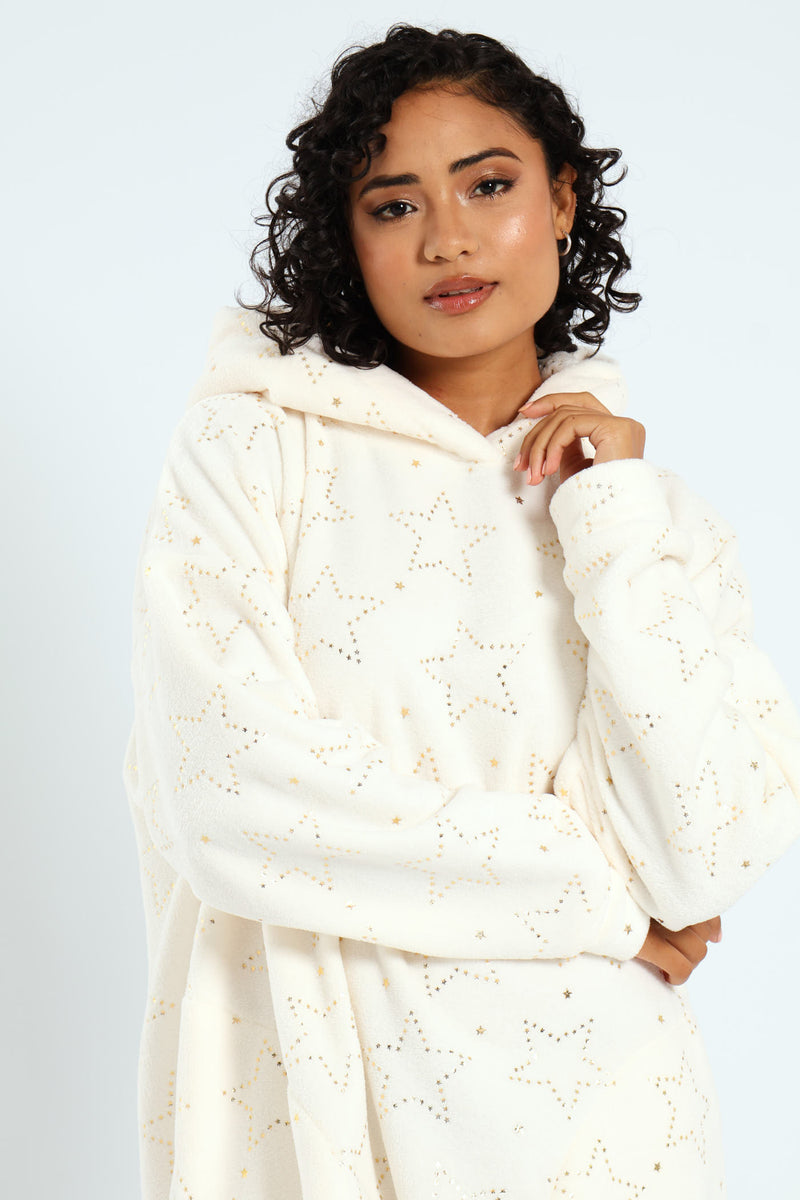 Foil Star Oversize Snuggie - Cream