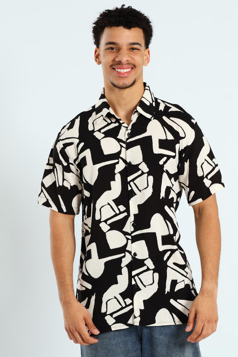 Geo Print Shirt - Black