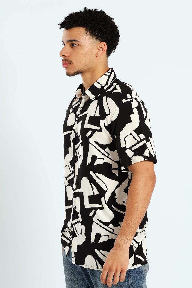 Geo Print Shirt - Black