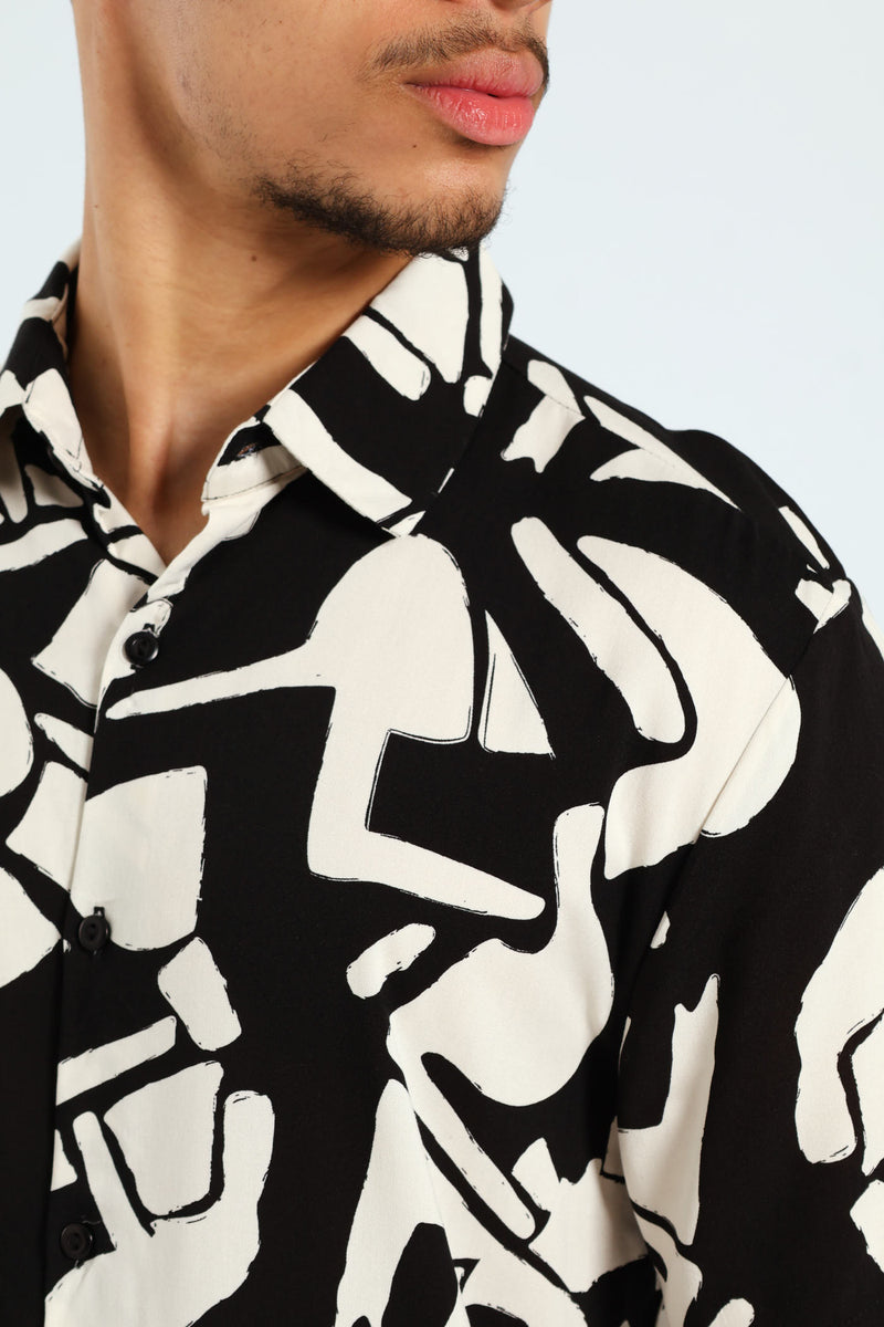 Geo Print Shirt - Black