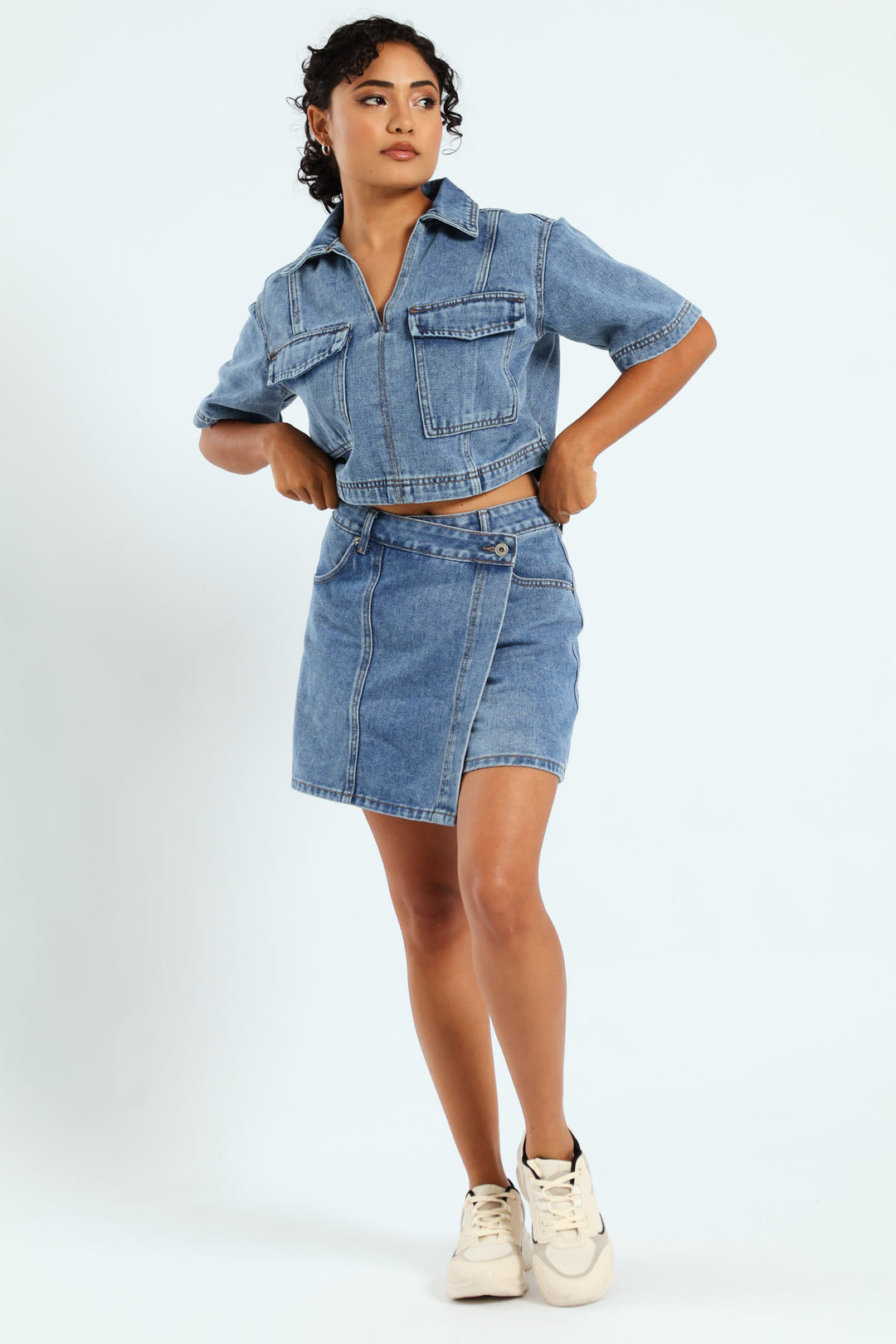 Boxy Denim Shirt - Mid Blue