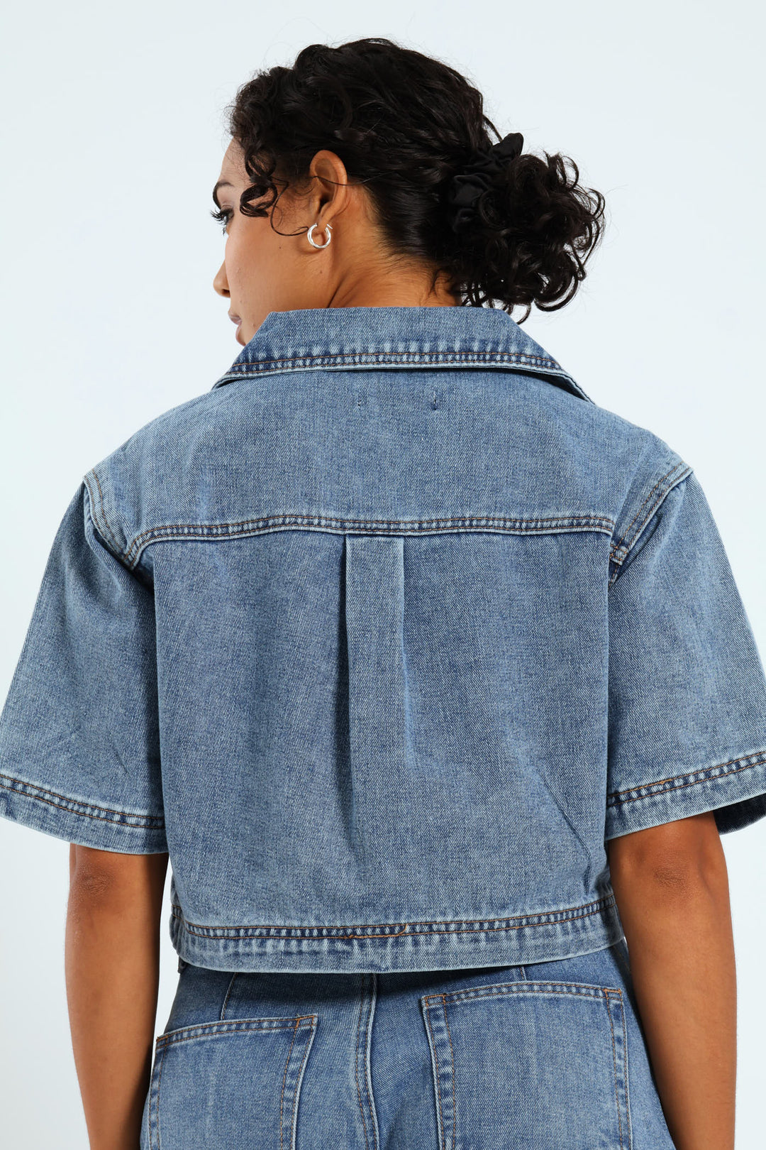 Boxy Denim Shirt - Mid Blue
