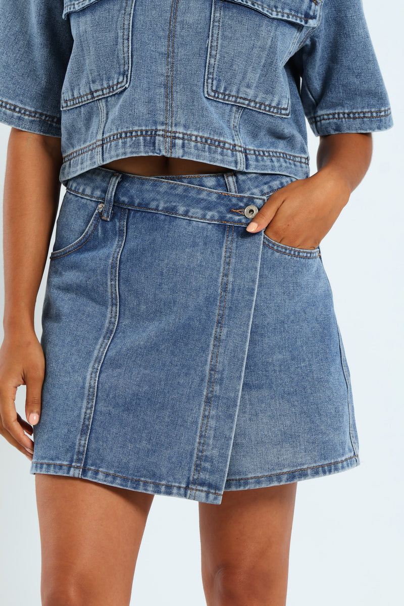 Denim Skort - Mid Blue