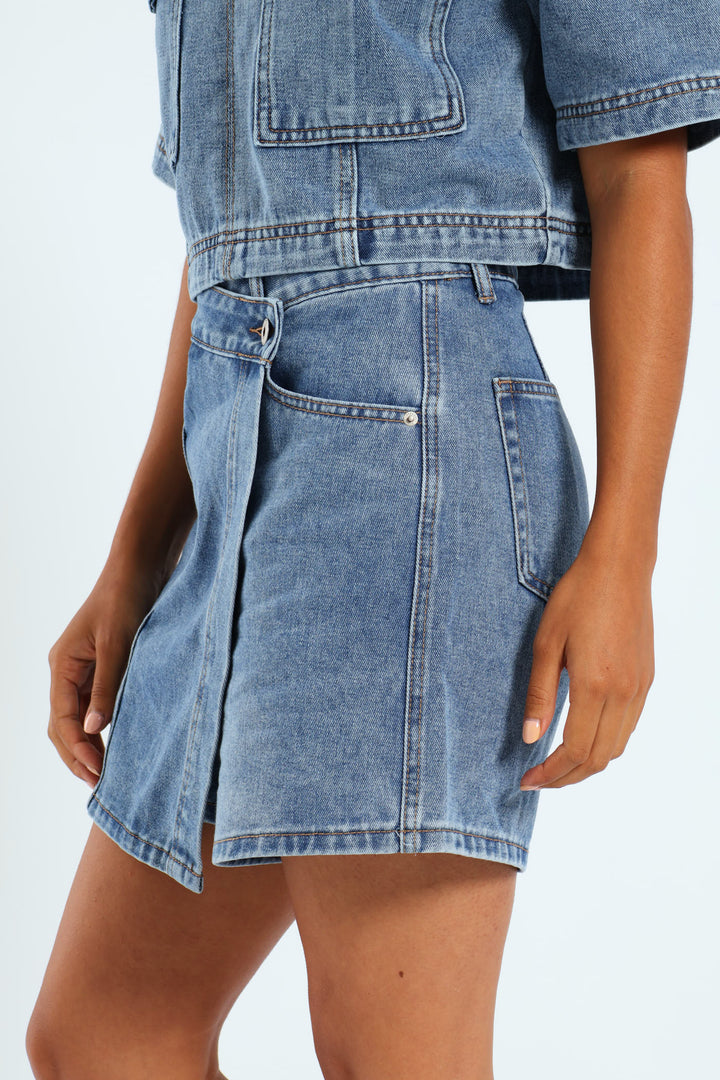 Denim Skort - Mid Blue