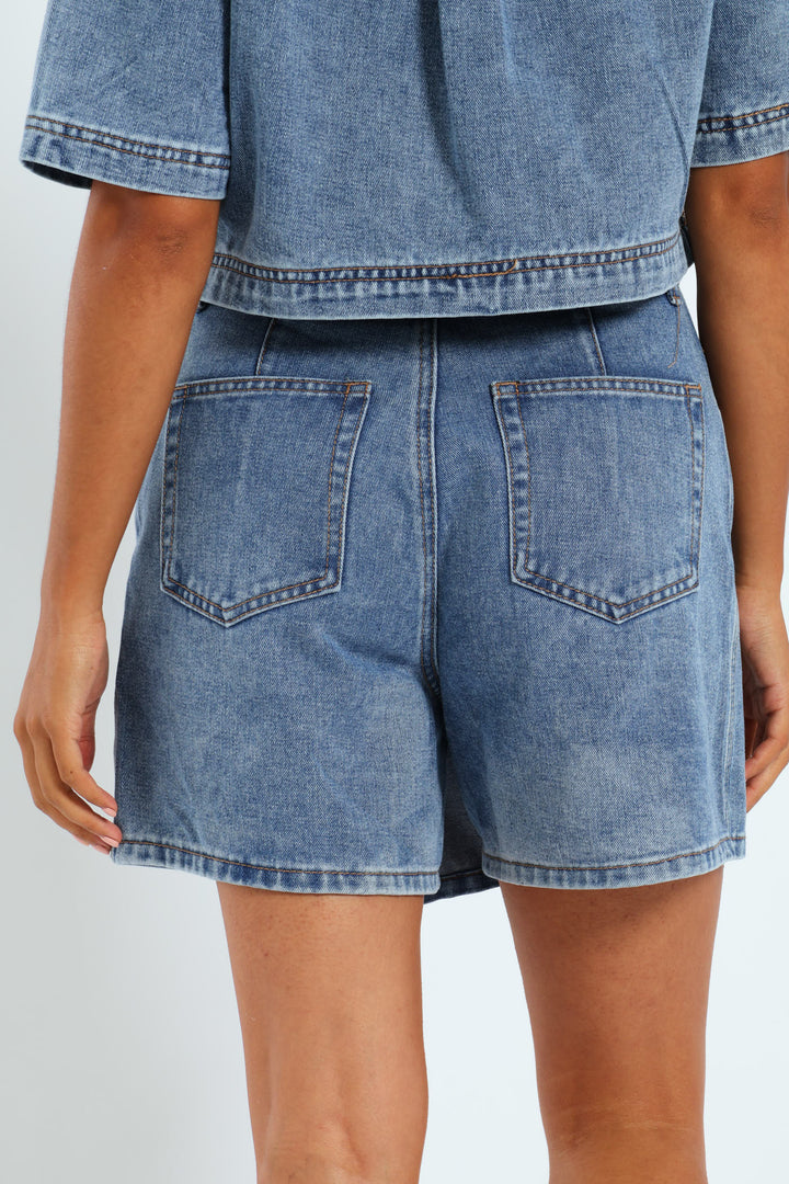 Denim Skort - Mid Blue