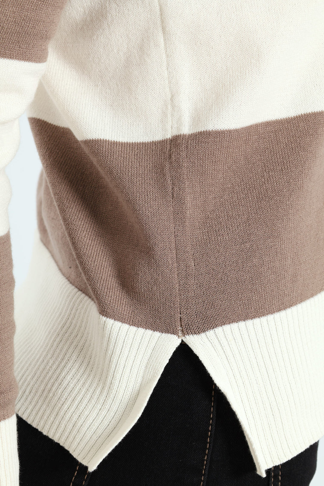 Bold Stripe Colourblock Pullover - Oatmeal/Taupe/Cream