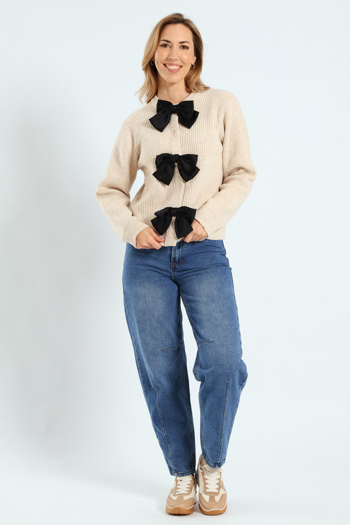 Bow Detail Cardigan - Cream